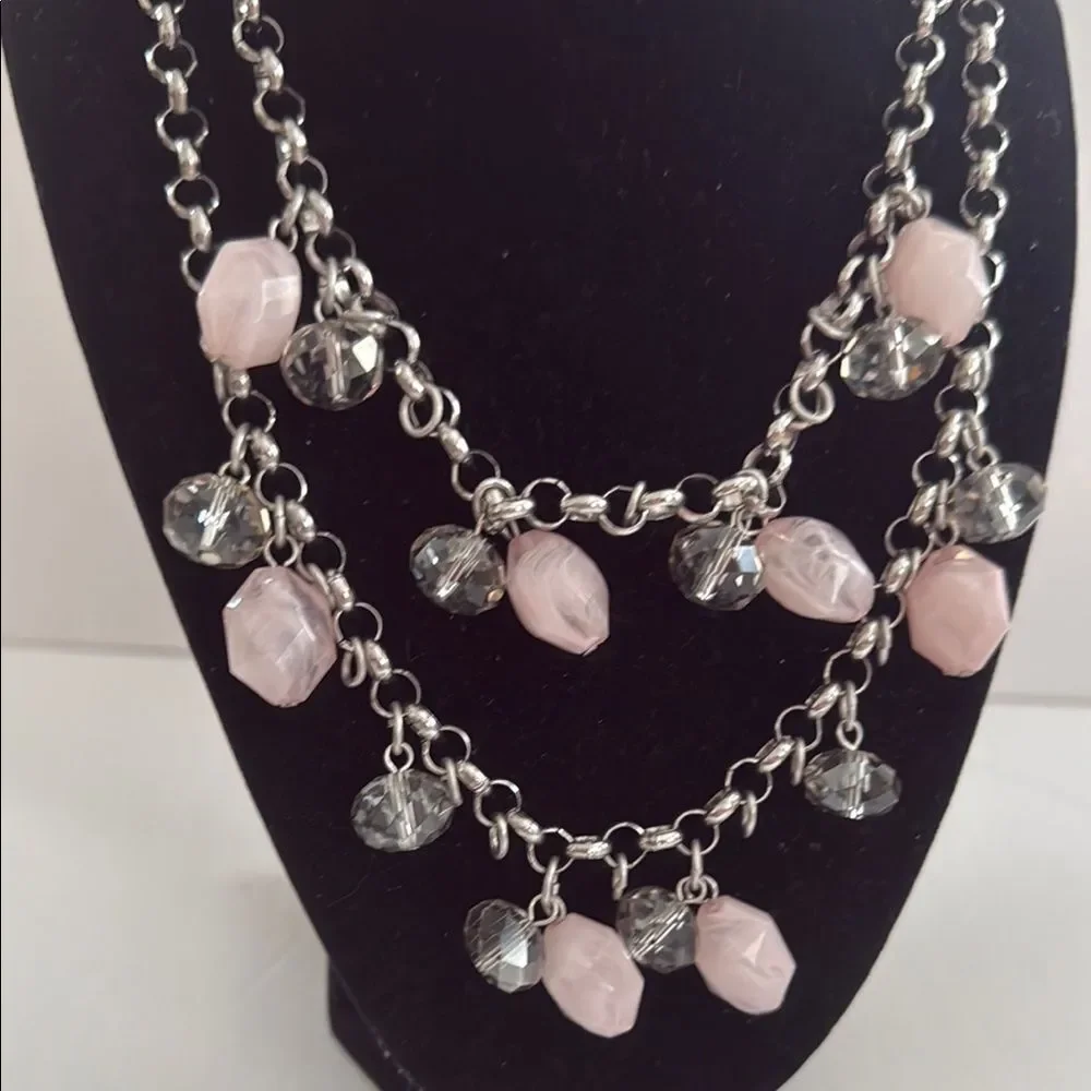 NWT Chico’s Elegant Silver and Pink Beaded Necklace